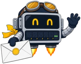 Dex delivering an envelope and waving