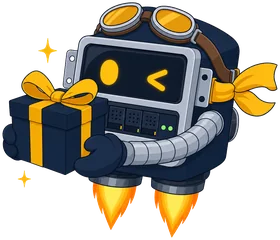 Dex offering a gift box and winking
