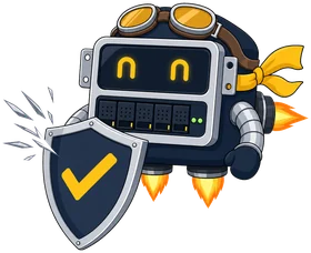 Dex holding a shield that deflects attacks
